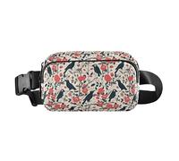 Sharks Water Blue Pattern Small Fanny Waist Pack with Adjustable Strap for Travel Running Hiking, Red Roses with Eyeballs and Black Crows, One Size