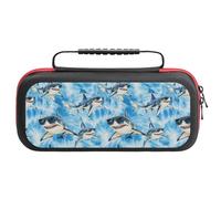 Sharks Wearing Glasses Funny Carrying Case Compatible with Switch Hard Travel Storage Bag with 20 Game Card Slots