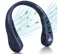 Sharksfin Portable Neck Fan 5 Gear Portable Leafless Digital Display Hanging Neck 2600mAh Large Capacity Rechargeable Fan 360° Cooling Wearable Mini Fan Kids Home Office Travel (Blue)