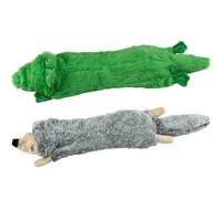 SHARLOVY Dog Squeaky Toys No Stuffing 2 Pack Plush Dog Toys for Large Crinkle Durable Chew Plush Cute Animals Puppy for Teething