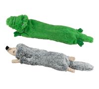 SHARLOVY Dog Squeaky Toys No Stuffing 2 Pack Plush Dog Toys for Medium Crinkle Durable Chew Cute Animals Puppy for Teething
