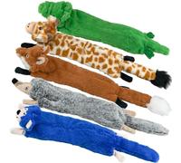 SHARLOVY Dog Squeaky Toys No Stuffing 5 Pack, Plush Crinkle Dog Toys for Large Breed, Durable Doggie Chew Cute Animals Puppy Toy for Teething
