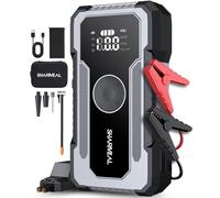 SHARMEAL 6000A Jump Starter Power Pack with 150PSI Air Compressor, 12V Portable Car Battery Booster（10.0L Gas/9.0L Diesel）, Car Starter Power Bank with Jump leads, LCD Screen, Emergency Light