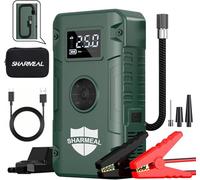 Sharmeal 6000A Jump Starter Power Pack with Air Compressor, 12V Portable Car Battery Booster Jump Starter and 150PSI Tyre inflator Power Pack with 3 Modes Flashlight and Jumper Cable, LED Display