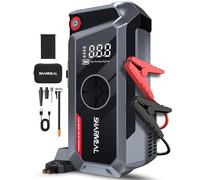 SHARMEAL 6000A Portable Car Battery Booster (all Gas/10L Diesel), Jump Starter Power Pack with 150PSI Air Compressor, 12V Car Jump Starter Power Bank with Jump Leads, LCD Screen, Emergency Light