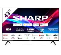 SHARP 43GJ4225K 43 Inch 4K UHD Frameless LED Roku Smart TV - Dolby Vision, HDR10, HLG, HDMI 2.1 with eARC, 3x HDMI, 2x USB, Apple AirPlay, Google Cast, Voice Control Compatible - Black