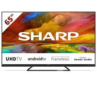SHARP 4T-C65EQ3KM2AG 65-Inch 4K UHD Quantum Dot Frameless Android Smart TV with Freeview HD, Google Assistant, Chromecast, 4 x HDMI, 2 x USB & Bluetooth, QLED TV - Black