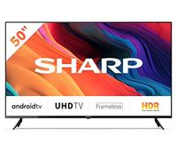 SHARP 50FL6KA 50-Inch 4K LED Smart Frameless Android TV™ in Black with Active Motion 600, HDR10 Support, Chromecast, Google assistant, DTS Virtual X Freeview Play, Pre-Installed Apps, 3x HDMI, 2x USB