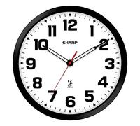 Sharp Atomic Analog Wall Clock - 12" Black Stylish Frame - Sets Automatically- Battery Operated - Easy to Read - Easy to Use - Modern Design and Style