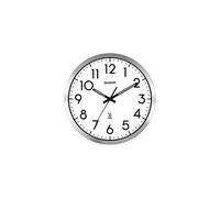 Sharp Atomic Analog Wall Clock - 12" Silver Brushed Finish Sets Automatically- Battery Operated Easy to Read Use: Simple, Style fits Any Decor