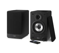 Sharp CP-SS30(BK) 60W RMS (2x 30W) 2-way Active Bookshelf Speakers - Wireless Studio Monitors with Bluetooth v5.0 Audio Streaming, USB Playback, Optical, AUX & RCA input - Black