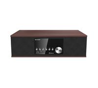 SHARP CD-BH10 Vintage Style Retro Look Micro Component Wireless Bluetooth Audio Streaming & CD Player Wood Speaker System, USB Port for MP3 Playback, FM Stereo Digital Tuner, AUX Input