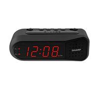 Sharp Digital Alarm Clock - Black Case with Red LEDs - Ascending Alarm Grows Increasing Louder, Gentle Wake Up Experience, Dual Alarm - Battery Back-up, Easy to Use with Simple Operation