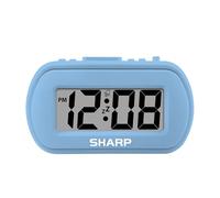 SHARP Digital Alarm Clock - Tactile Case with Soft Rubberized Finish - Battery Operated - Blue Backlight on Demand - Ascending Alarm - Easy to Use - Light Blue