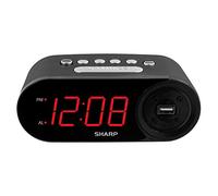 Sharp Digital Easy to Read Alarm Clock with 2 AMP High-Speed USB Charging Power Port - Charge Your Phone, Tablet with a high Speed Charge! Simple, Easy Operation, Midnight Black