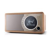 SHARP DR-450(BR) Digital Radio with DAB/DAB+/FM, Bluetooth 4.2, 20 Station Presets, Alarm & Snooze, Wooden Speaker Housing, and LCD Display - in Brown