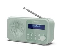SHARP DR-P420(GN) Tokyo Portable Digital Radio - Bluetooth 5.0, DAB+/FM, Compact, USB/Battery Powered, Dual Alarm, 40 Presets, 3.5mm Headphone Jack - In Aquamarine Green