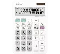 Sharp EL-334W 12 Digit Folding Stand Solar Desktop Calculator White