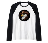 Sharp-Looking Eagle with Cowboy Hat for Boys and Girls Raglan Baseball Tee