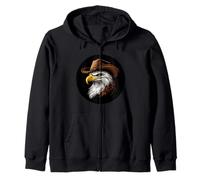 Sharp-Looking Eagle with Cowboy Hat for Boys and Girls Zip Hoodie