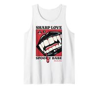 Sharp Love Vampire Fangs Lips Gothic Halloween Spooky Babe Tank Top