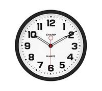 SHARP Matte Black Wall Clock 12" Inch Silent Non-Ticking Modern Stylish Quartz Clocks Battery Operated, Easy to Read