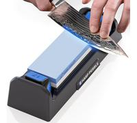 Sharp Pebble Knife Sharpening Stone Kit-Grit 1000/6000 Wet Stone-Built In Angle Guides 15/17/20/22 Degrees- Professional Whetstone Knife Sharpener Stone Set with Plastic Base