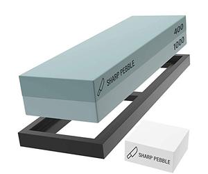 Sharp Pebble Premium Whetstone Sharpening Stone 2 Side Grit 400/1000-Whetstone Knife Sharpener with Flattening Stone & Nonslip Rubber Base