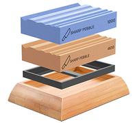 Sharp Pebble Whetstones Wood Carvers Sharpener-Dual Grit Sharpening Stones Grit 400 & 1000- Waterstone Sharpener for Woodworking, Wood Carving Tools, Chisels & Gouges with Non Slip Bamboo Base