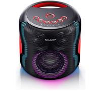 Sharp PS-921(BK) 130W Bluetooth Party Speaker - Deep Bass, LED Lights, 3.5mm Aux-in and USB rechargeable Lithium-ion battery 14H Battery, Indoor/Outdoor Waterproof Portable Party speaker