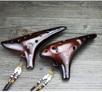 Sharp-shaped Chinese traditional musical 12 Hole Ceramic Ocarina smoked burn Alto C 7 kits