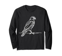 Sharp-Shinned Hawk Line Art Bird Drawing Long Sleeve T-Shirt