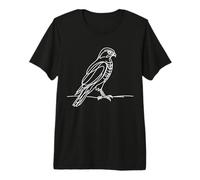 Sharp-Shinned Hawk Line Art Bird Drawing Premium T-Shirt