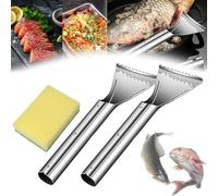 Sharp Stainless Steel Fish Scaler, Portable Fish Peeler, Portable Cordless Fish Scale Remover, Kitchen Tool 304 Stainless Steel for Daily Cooking, Professional Chefs, Restaurants (2Pcs)