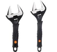 Sharp-tec 2Pcs Adjustable Spanner Set, 6" and 8" Wrenches, 34mm/36mm Wide Jaw Opening Black Oxide Finish, Heavy-Duty Plumbing Tools for Plumbers, DIY & Professionals