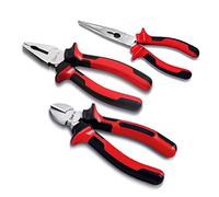 Sharp-tec 3Pcs Pliers Set, 8" Wire Cutters and 8" Long Nose and 8" Combination Pliers, UK Professional Tool Set for Daily Use, Anti-Slip Grip