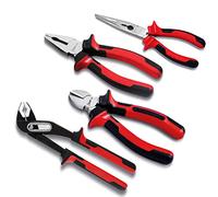 Sharp-tec 4Pcs Pliers Set, 8" Wire Cutters, 8" Water Pump Spanner, 8" Long Nose and 8" Combination Pliers, Anti-Slip Grip Tool Sets for Home Repair & Plumbing