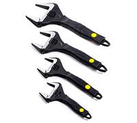 Sharp-tec Adjustable Spanner Set, Wide Jaw Opening Adjustable Wrench, Heavy-Duty Plumbing Tools for Plumbers, 6"+8"+10"+12"