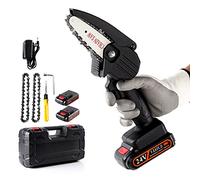 Sharp-tec Mini Chainsaw Cordless, 4 Inch 24V Handheld Chain Saw with LED Light and Protection Switch, Small Chainsaw Power Garden Tools for Cutting Trees, Cut Wood, Tree, Branch, Black