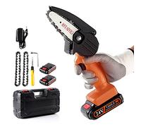 Sharp-tec Mini Chainsaw Cordless, 4 Inch 24V Handheld Chainsaw with LED Light and Protection Switch, Small Chain Saw Power Garden Tools for Cutting Trees, Cut Wood, Tree, Branch, Orange