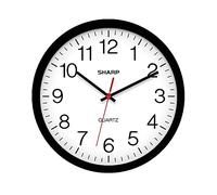 Sharp Wall Clock - Black, Silent Non Ticking 14 Inch Quality Quartz Battery Operated Round Easy to Read Home/Kitchen/Office/Classroom/School Clocks, Sweep Movement