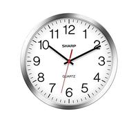 Sharp Wall Clock - Silver/Chrome, Silent Non Ticking 10 Inch Quality Quartz Battery Operated Round Easy to Read Home/Kitchen/Office/Classroom/School Clocks, Sweep Movement