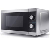 SHARP YC-MG01U-S Compact 20 Litre 800W Manual control Microwave with 1000W Grill, 5 power levels, defrost function, LED cavity light - Silver