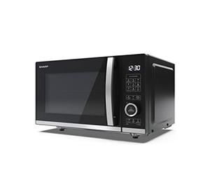 SHARP YC-QG204AU-B Compact 20 Litre 800W Digital FLATBED Microwave with 1050W Grill, 10 power levels, ECO Mode, defrost function, LED cavity light - Black