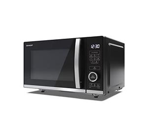 SHARP YC-QS204AU-B Compact 20 Litre 800W Digital FLATBED Microwave, 10 power levels, ECO Mode, defrost function, LED cavity light - Black