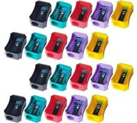 Sharp621 Plastic Pencil Sharpeners, Multicolour, Pack of 20, Multipack, Single Hole Sharpeners, Perfect for School Home Office Use, iZOFAX Black Ball Pen