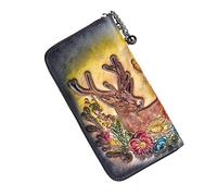 SHARPAD Wallet Genuine Leather for Women - with RFID Blocking Card checkbook ID Slot Large Capacity Vintage style, deer black, Vintage