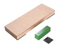 SHARPAL 204N Leather Strop (Genuine Cowhide) L 20cm x W 7.5cm Kit with 54g. Polishing Compound & Angle Guide, Knife Stropping Block for Sharpening & Honing Knives, Straight Razor, Woodcarving Chisels