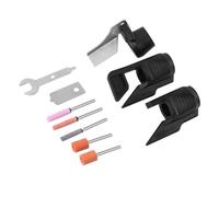 Sharpening Kit for Garden Tools Compatible with Rotary Power Tools, Includes Mower Blade and Chainsaw Sharpener Guide, Drill Adapter Attachment for Electric Grinder (Black + Silver)
