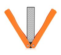 Sharpening Stone, 400 600 Grit Double Sided Whetstone for Knives Scissors Tools, with Folding Plastic Shell for Outdoor Camping Hiking (Yellow)